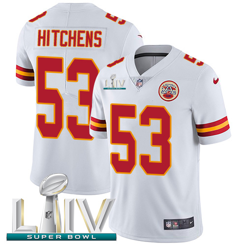 Kansas City Chiefs Nike 53 Anthony Hitchens White Super Bowl LIV 2020 Youth Stitched NFL Vapor Untouchable Limited Jersey